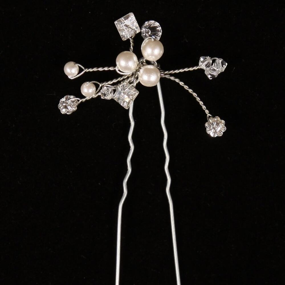 Toni Federici Bridal Hair Pin PK Charm 26 Pearls Crystals